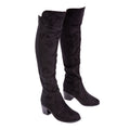 Black - Front - Where's That From Womens-Ladies Britta Suede Thigh-High Mid Heel Knee-High Boots