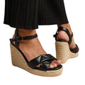 Black - Back - Where's That From Womens-Ladies Lima PU Crossover Strap Padded Espadrilles