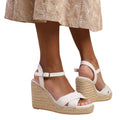 White - Front - Where's That From Womens-Ladies Lima PU Crossover Strap Padded Espadrilles