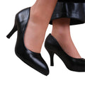 Black - Side - Where's That From Womens-Ladies Paola PU Pointed Mid High Heel Court Shoes