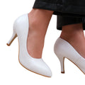 White - Back - Where's That From Womens-Ladies Paola PU Pointed Mid High Heel Court Shoes