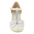 White - Lifestyle - Where's That From Girls Chava Bow Faux Leather Diamante Mid High Heel Sandals