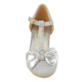 Silver - Lifestyle - Where's That From Girls Chava Bow Faux Leather Diamante Mid High Heel Sandals