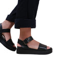 Black - Back - Where's That From Womens-Ladies Phoenix PU Buckle Detail Wide Flat Sandals