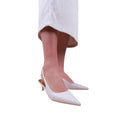 White - Back - Where's That From Womens-Ladies New Pointed PU Sling Back Kitten Heel Court Shoes