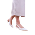 White - Side - Where's That From Womens-Ladies New Pointed PU Sling Back Kitten Heel Court Shoes