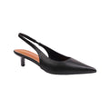 Black - Front - Where's That From Womens-Ladies New Pointed PU Sling Back Kitten Heel Court Shoes