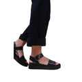 Black - Back - Where's That From Womens-Ladies Phoenix PU Buckle Detail Extra Wide Platform Sandals