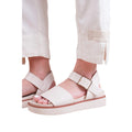 Cream - Side - Where's That From Womens-Ladies Phoenix PU Buckle Detail Extra Wide Platform Sandals