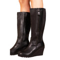 Black - Back - Where's That From Womens-Ladies Lara Faux Leather Side Zip Wedge Mid Calf Boots