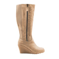 Brown - Front - Where's That From Womens-Ladies Lara Faux Leather Side Zip Wedge Mid Calf Boots