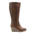 Khaki - Front - Where's That From Womens-Ladies Lara Faux Leather Side Zip Wedge Mid Calf Boots