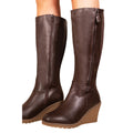 Khaki - Side - Where's That From Womens-Ladies Lara Faux Leather Side Zip Wedge Mid Calf Boots