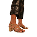 Gold - Back - Where's That From Womens-Ladies Sidra Crossover Strap Wide Medium Block Heel Sandals