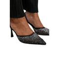 Black - Back - Where's That From Womens-Ladies California Diamante Sling Back Wide High Heels