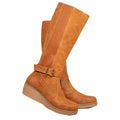 Tan - Front - Where's That From Womens-Ladies Ayleen Wedge Knee-High Boots