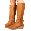 Tan - Back - Where's That From Womens-Ladies Ayleen Wedge Knee-High Boots