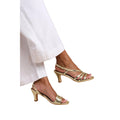 Gold - Back - Where's That From Womens-Ladies Mykonos Sling Back Wide Low Block Heel Sandals