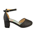 Black - Back - Where's That From Girls Abena Glitter Closed Toe Mid High Block Sandals