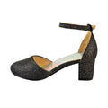 Black - Side - Where's That From Girls Abena Glitter Closed Toe Mid High Block Sandals