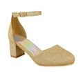 Gold - Front - Where's That From Girls Abena Glitter Closed Toe Mid High Block Sandals