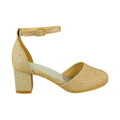 Gold - Back - Where's That From Girls Abena Glitter Closed Toe Mid High Block Sandals