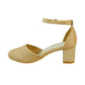 Gold - Side - Where's That From Girls Abena Glitter Closed Toe Mid High Block Sandals