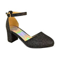 Black - Front - Where's That From Girls Abena Glitter Closed Toe Mid High Block Sandals