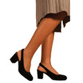 Black - Side - Where's That From Womens-Ladies Edith Suede Sling Back Extra Wide Block Heel Shoes