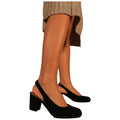 Black - Front - Where's That From Womens-Ladies Edith Suede Sling Back Extra Wide Block Heel Shoes