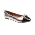 Silver-Metallic - Front - Where's That From Womens-Ladies Janice PU Bow Detail Flat Ballerina Flats