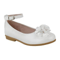 White - Front - Where's That From Girls Lacen Flower Ankle Strap Flatform Mary Janes