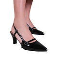 Black - Side - Where's That From Womens-Ladies On Point Sling Back Wide Mid Heel Sandals