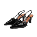 Black - Front - Where's That From Womens-Ladies On Point Sling Back Wide Mid Heel Sandals