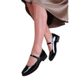 Black - Front - Where's That From Womens-Ladies Kingston Patent Leather Buckle Detail Wide Low Heel Shoes