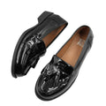 Black - Back - Where's That From Womens-Ladies Imogen Tassel Patent Leather Slip-on Flatform Loafers