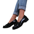 Black - Side - Where's That From Womens-Ladies Imogen Tassel Patent Leather Slip-on Flatform Loafers