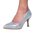 Silver - Front - Where's That From Womens-Ladies Paola Suede Pointed Mid Heel Court Pumps