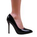 Black - Back - Where's That From Womens-Ladies Kyra Patent Faux Leather Wide High Stiletto Heel Pumps