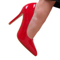 Red - Back - Where's That From Womens-Ladies Kyra Patent Faux Leather Wide High Stiletto Heel Pumps