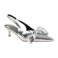 Silver - Front - Where's That From Womens-Ladies Santorini Bow Pointed Kitten Heel Sandals