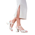 White - Back - Where's That From Womens-Ladies Rise Braided PU Block Heel Sandals