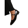 Black - Back - Where's That From Womens-Ladies Minsk Patent Faux Leather Buckle Detail Wide Low Heel Ballet Shoes