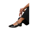 Black - Side - Where's That From Womens-Ladies Minsk Patent Faux Leather Buckle Detail Wide Low Heel Ballet Shoes