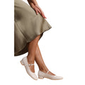 Cream - Back - Where's That From Womens-Ladies Minsk Patent Faux Leather Buckle Detail Wide Low Heel Ballet Shoes