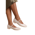 Cream - Side - Where's That From Womens-Ladies Minsk Patent Faux Leather Buckle Detail Wide Low Heel Ballet Shoes