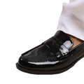 Black - Back - Where's That From Womens-Ladies Houston Patent Leather Slip-on Wide Loafers