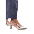 Silver - Back - Where's That From Womens-Ladies Milos Metallic Sling Back Low Heel Sandals