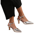 Silver - Back - Where's That From Womens-Ladies Memphis Buckle Faux Leather Low Heel Sandals