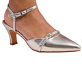 Silver - Front - Where's That From Womens-Ladies Memphis Buckle Faux Leather Low Heel Sandals